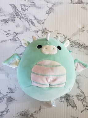 Squishmallows Mint Green and Light Pink Dragon Plush. Miles The Dragon.